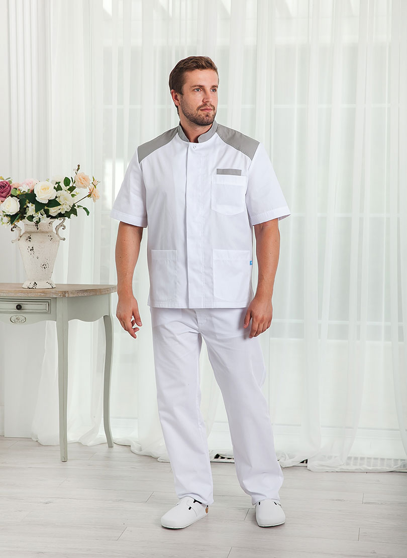 Рубашка мужская на кнопках, белый, 52