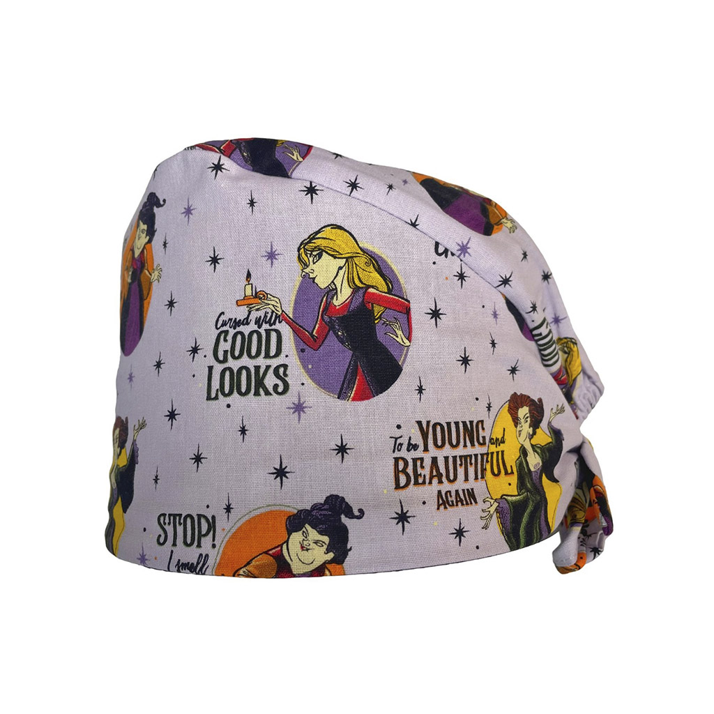 Шапочка медицинская, принт "Ведьмы", фиолетовый