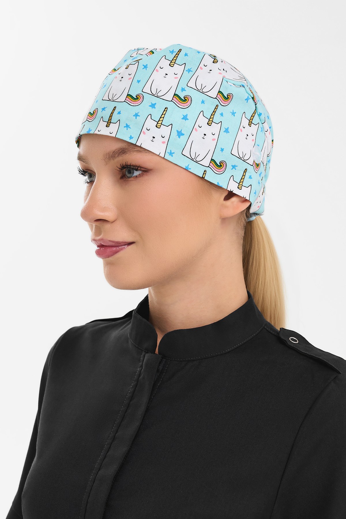 Шапочка медицинская Тезис TZ002, принт "Единороги", бирюзовый