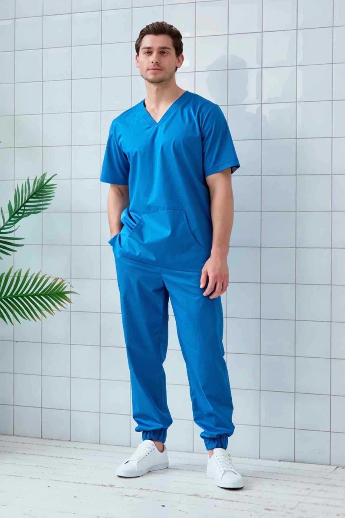 Джоггеры медицинские мужские Dr. Nice DRN621, голубой, 52