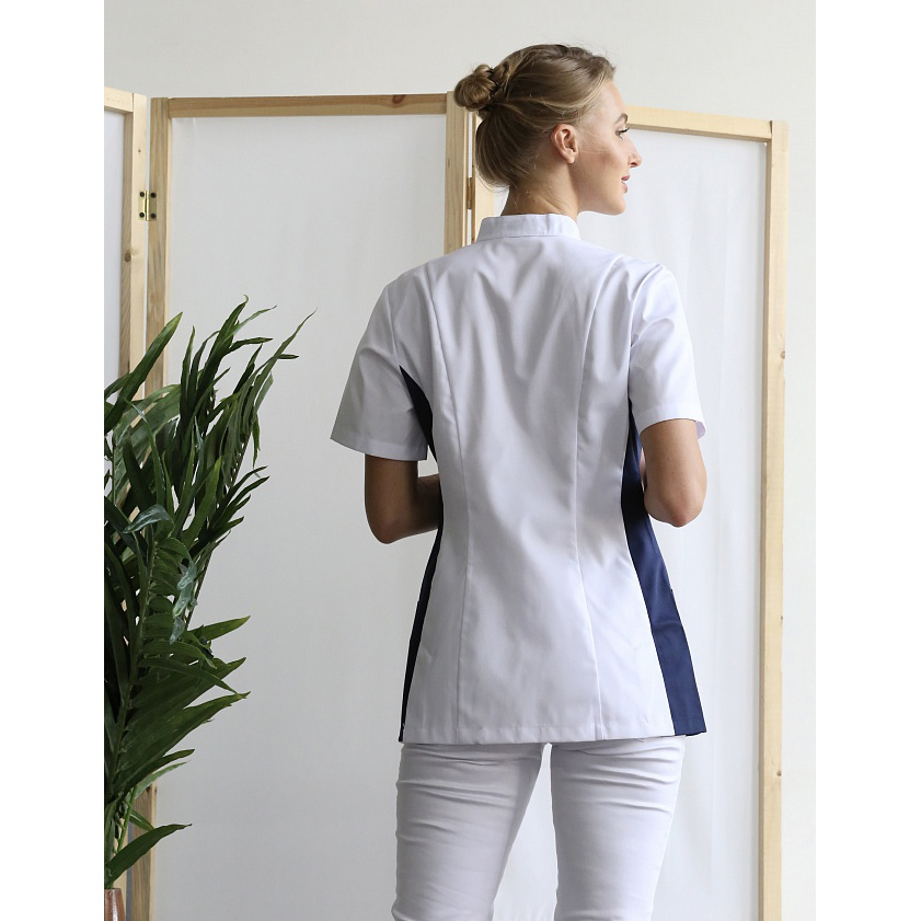 Блуза женская «Венеция», белый/темно-синий, 54