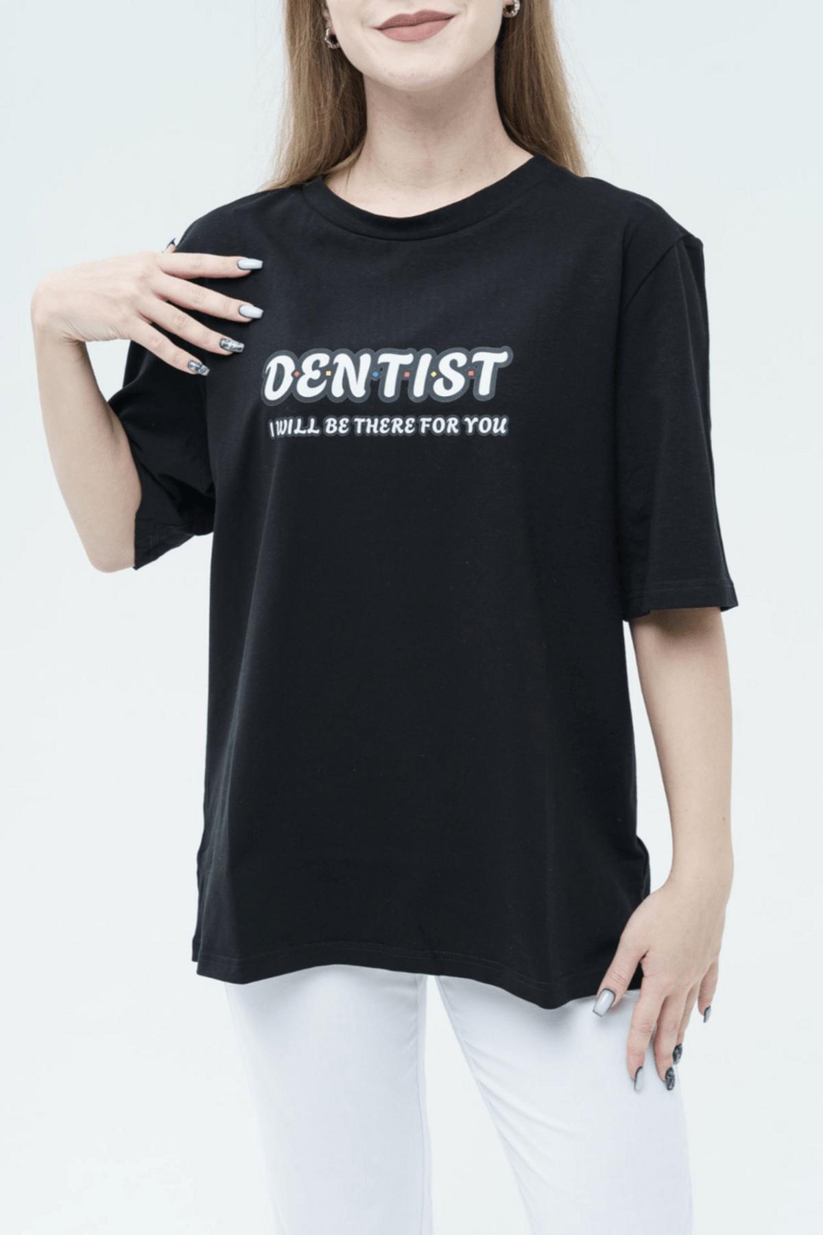 Футболка женская Тезис TZ111 с принтом «Dentist, I will be...», черный, 46-48