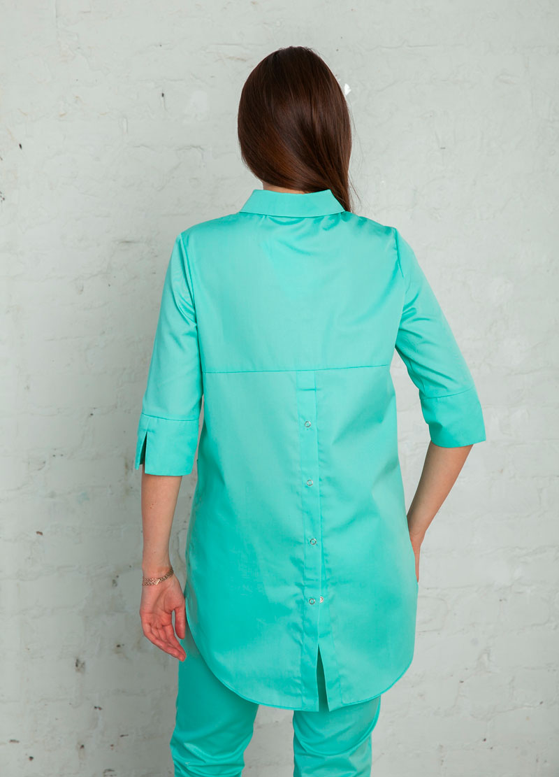 Рубашка женская на кнопках, аквамарин, 56