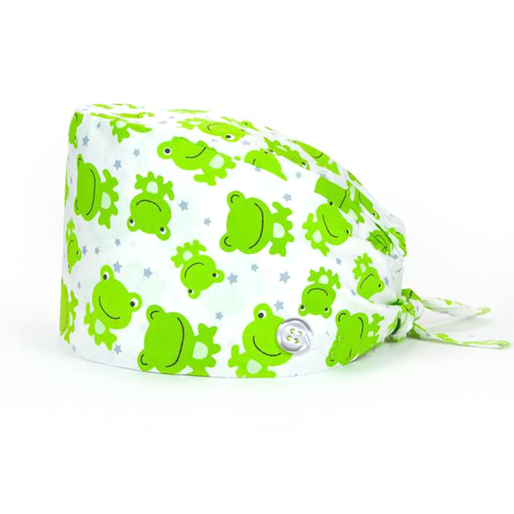 Шапочка медицинская, принт "Лягушки", белый