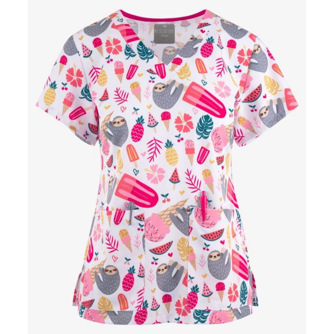 Топ женский RothWear MC8564, принт "Sloth Party", белый, L