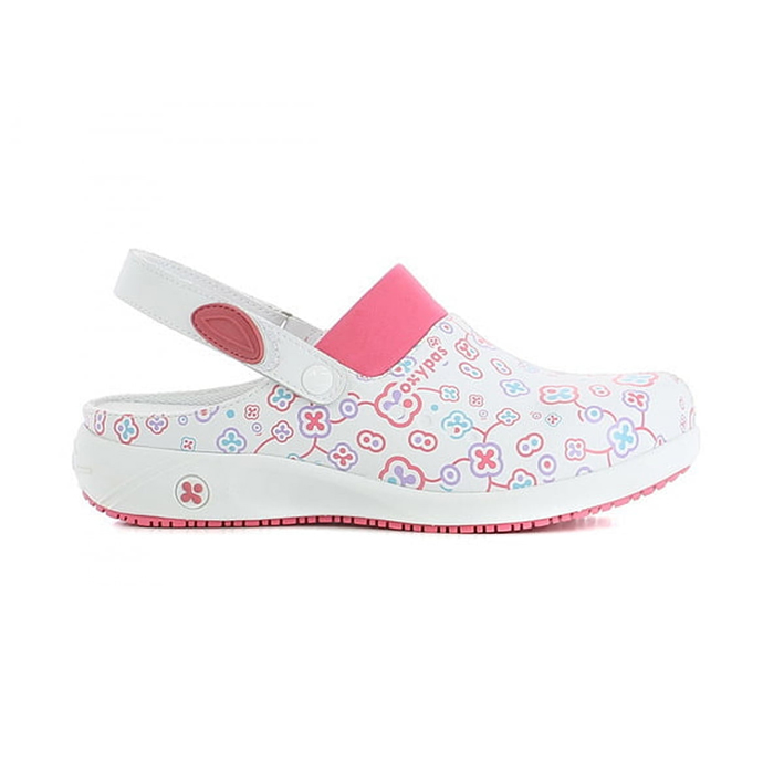 Сабо OXYPAS DORIA, белые с розовым принтом, 38