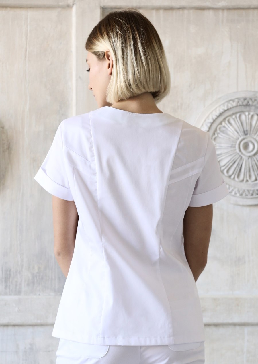 Блуза женская «Aльфа», белый-зеленый, 40