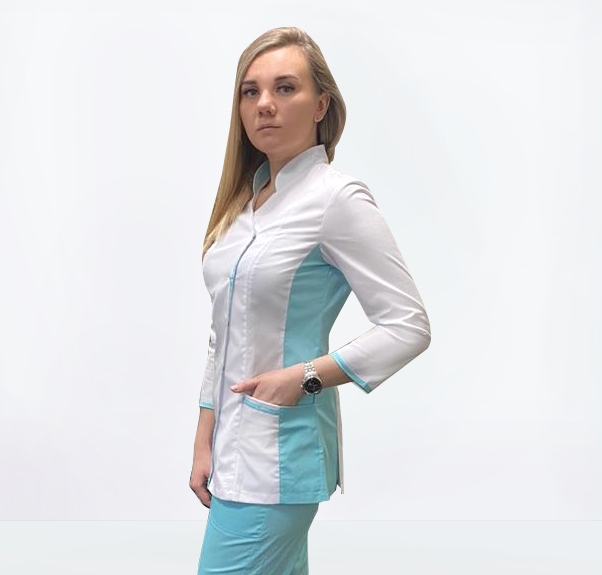 Блуза женская «Венеция», рукав 3/4, белый/мята, 44
