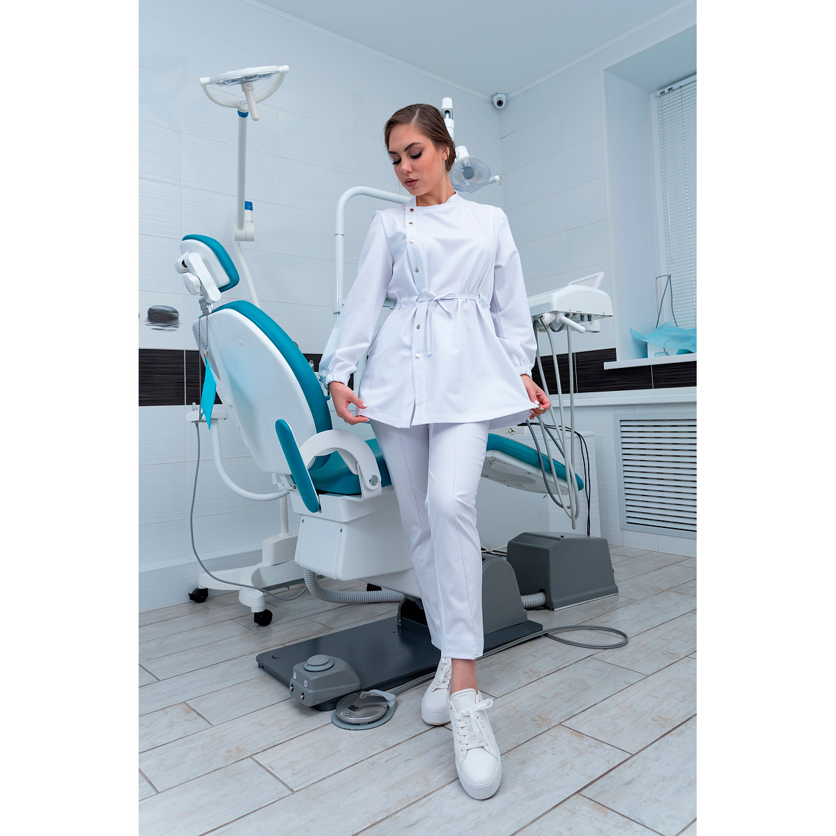 Туника женская с кулиской, белый, 42