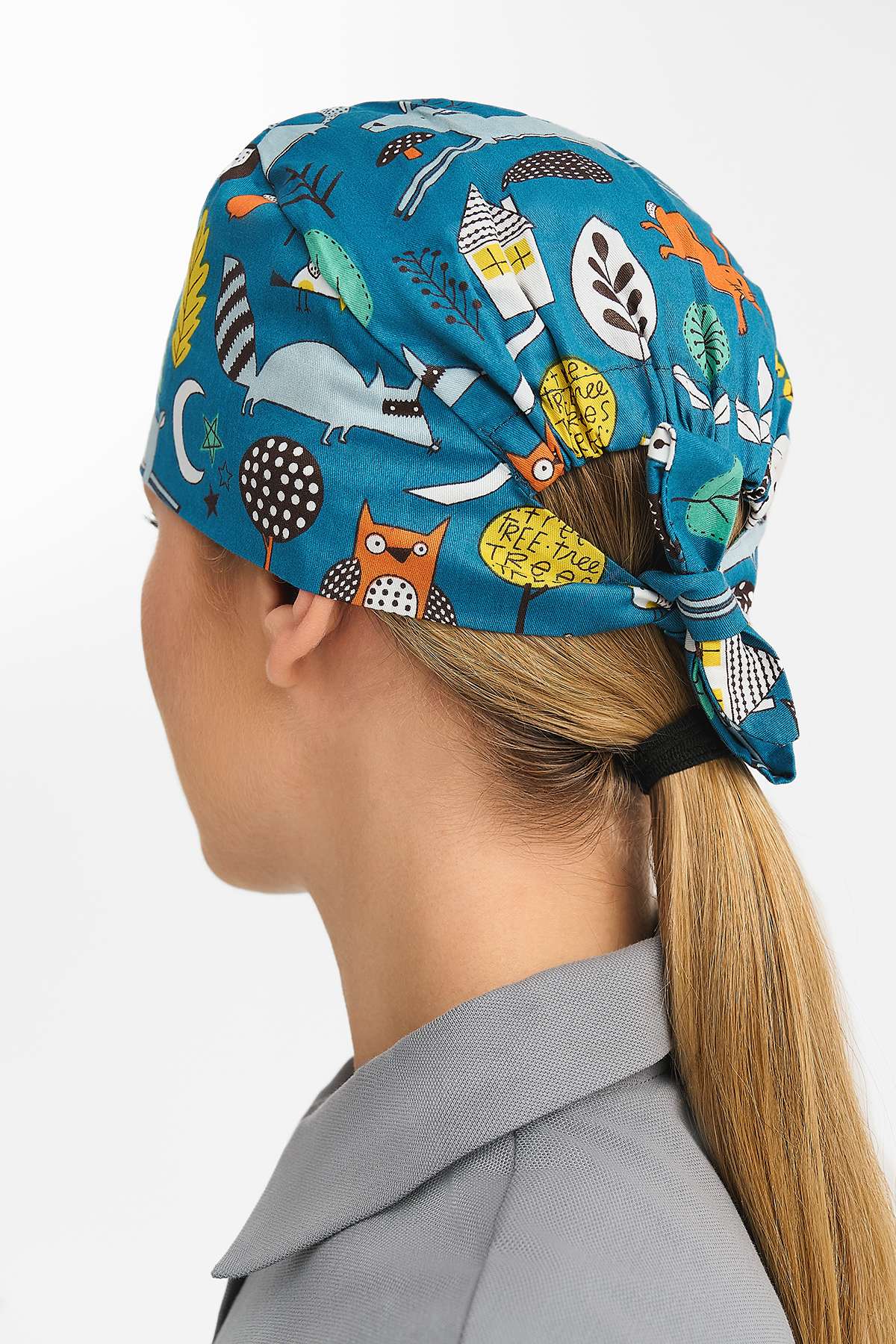 Шапочка медицинская Тезис TZ002, принт "Звери", синий