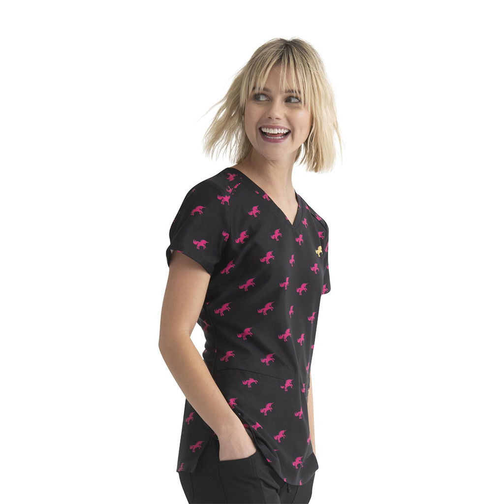 Топ женский HeartSoul HS638, черный, принт с единорогом, L