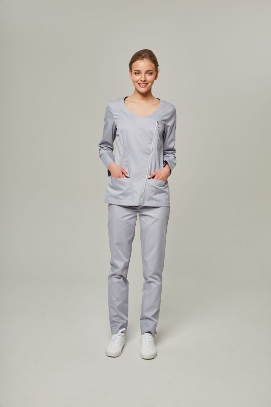 Туника женская Dr. Nice с косой молнией, серый, 48