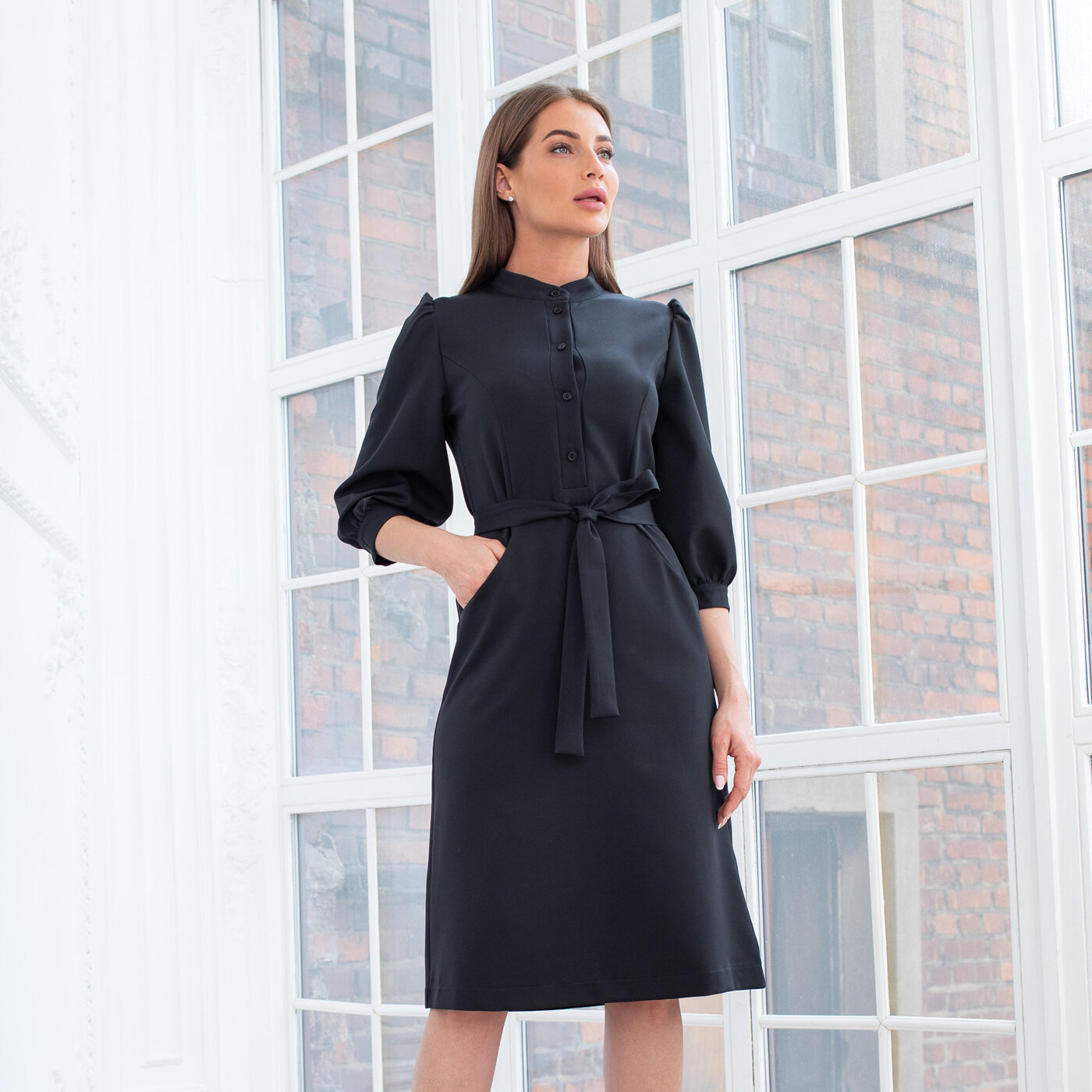 Платье Dr. Nice «Beauty» на пуговицах, черный, 50