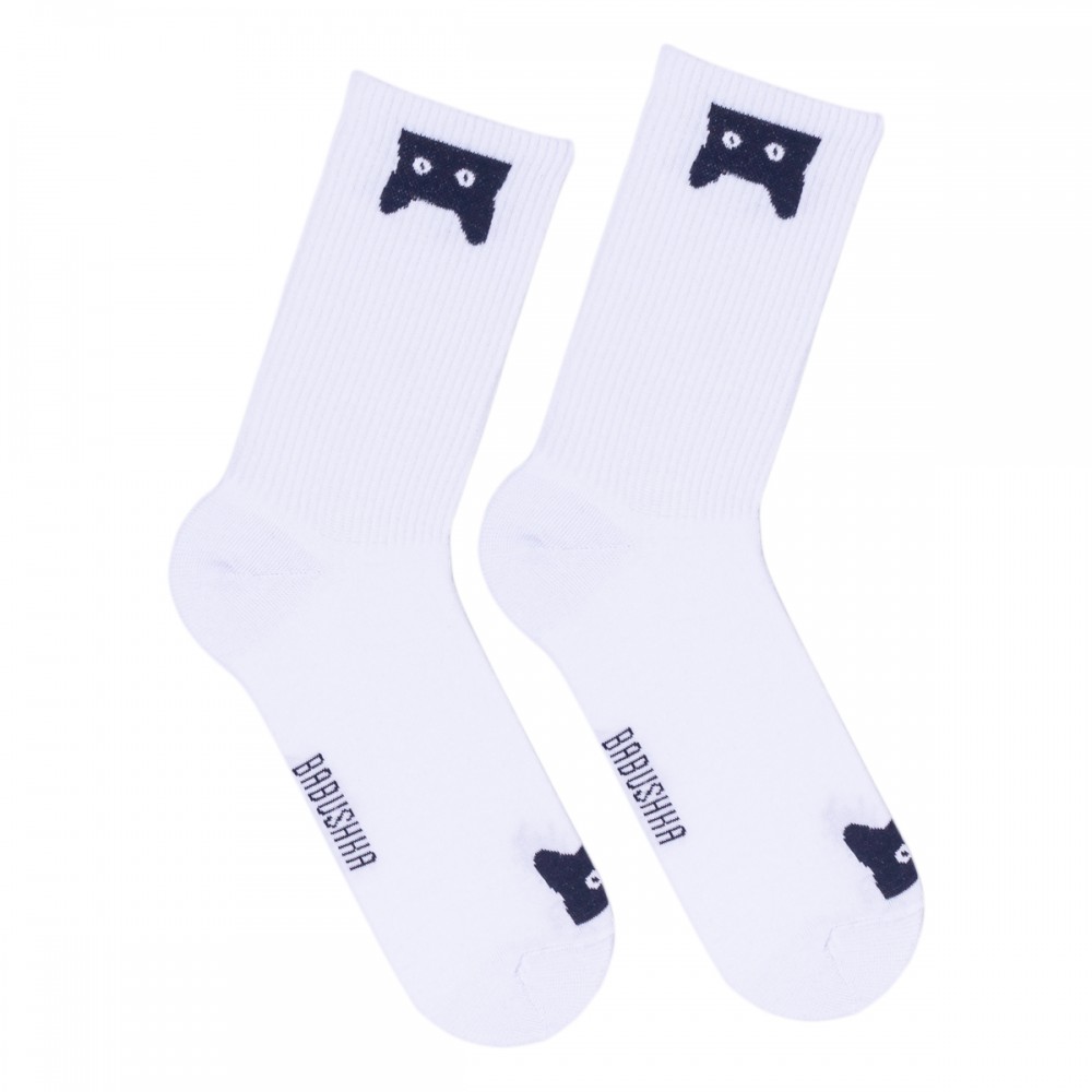 Носки женские, "Черный кот", белый, 36-40