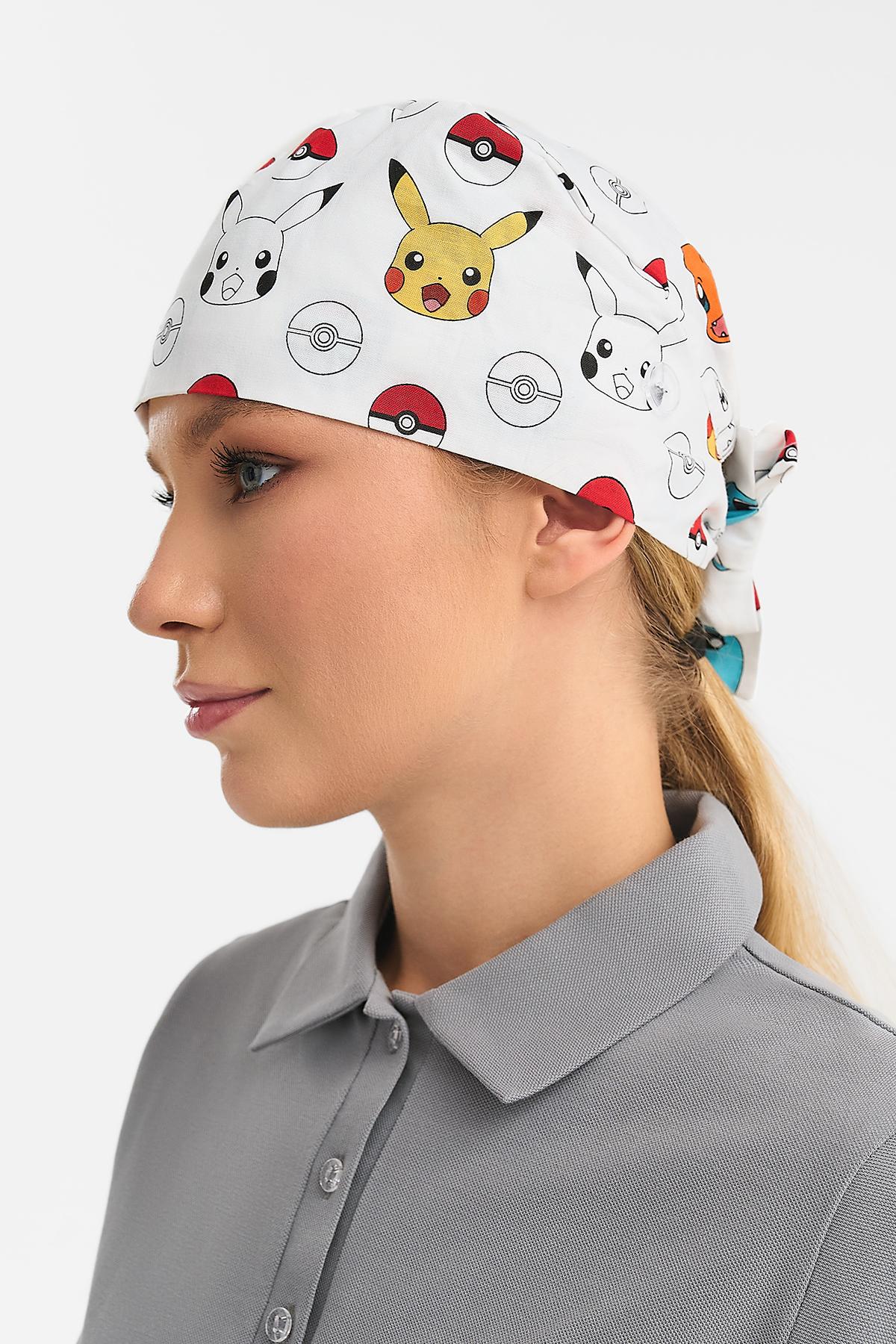 Шапочка медицинская Тезис TZ002, принт "Пикачу", белый