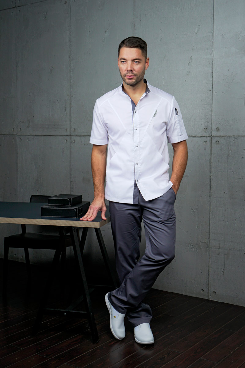 Блуза мужская «Алекс», белая/графит, 52