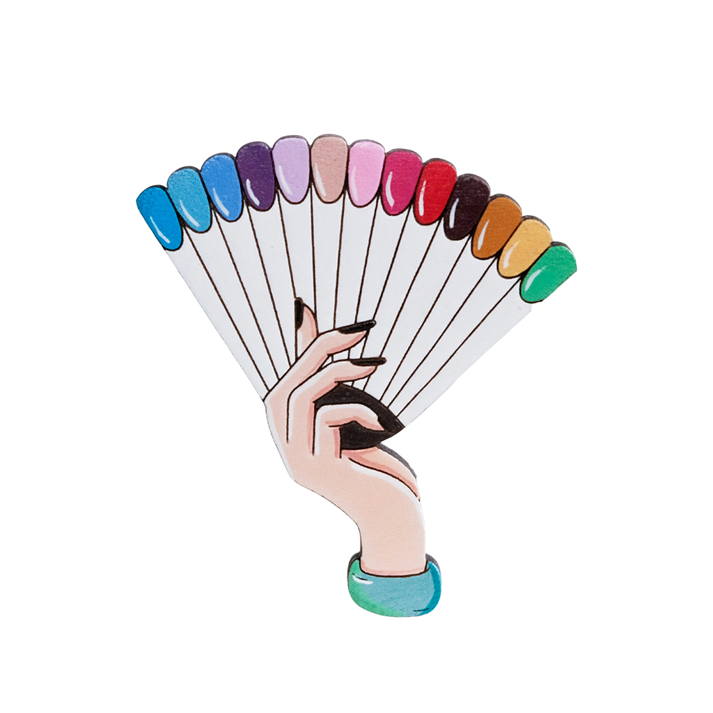 Значок "Маникюр веер", разноцветный