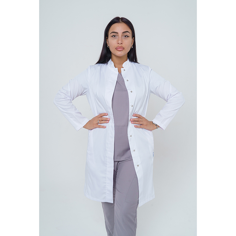 Халат женский 250, длинный рукав, белый, 52