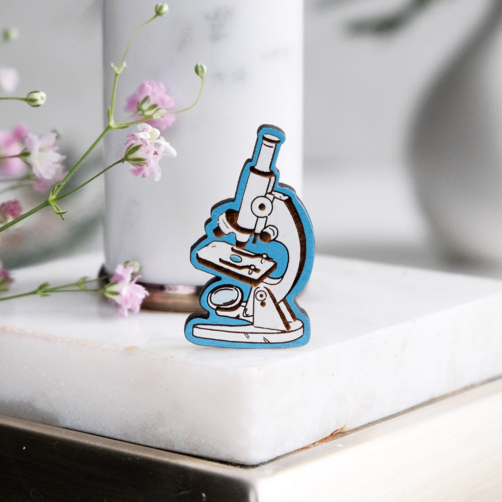 Значок "Микроскоп", голубой