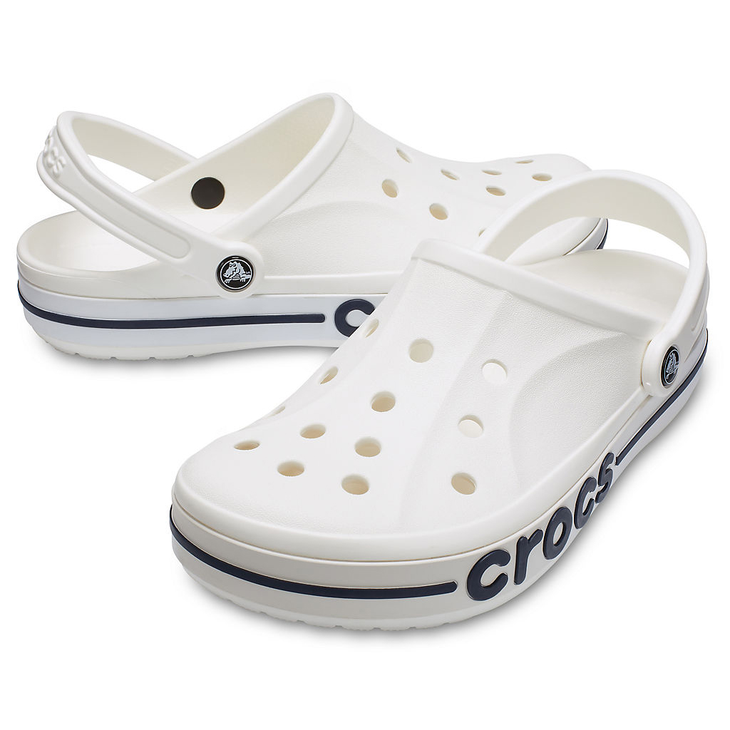 Сабо CROCS Bayaband Clog, белые с синей полосой, 40-41