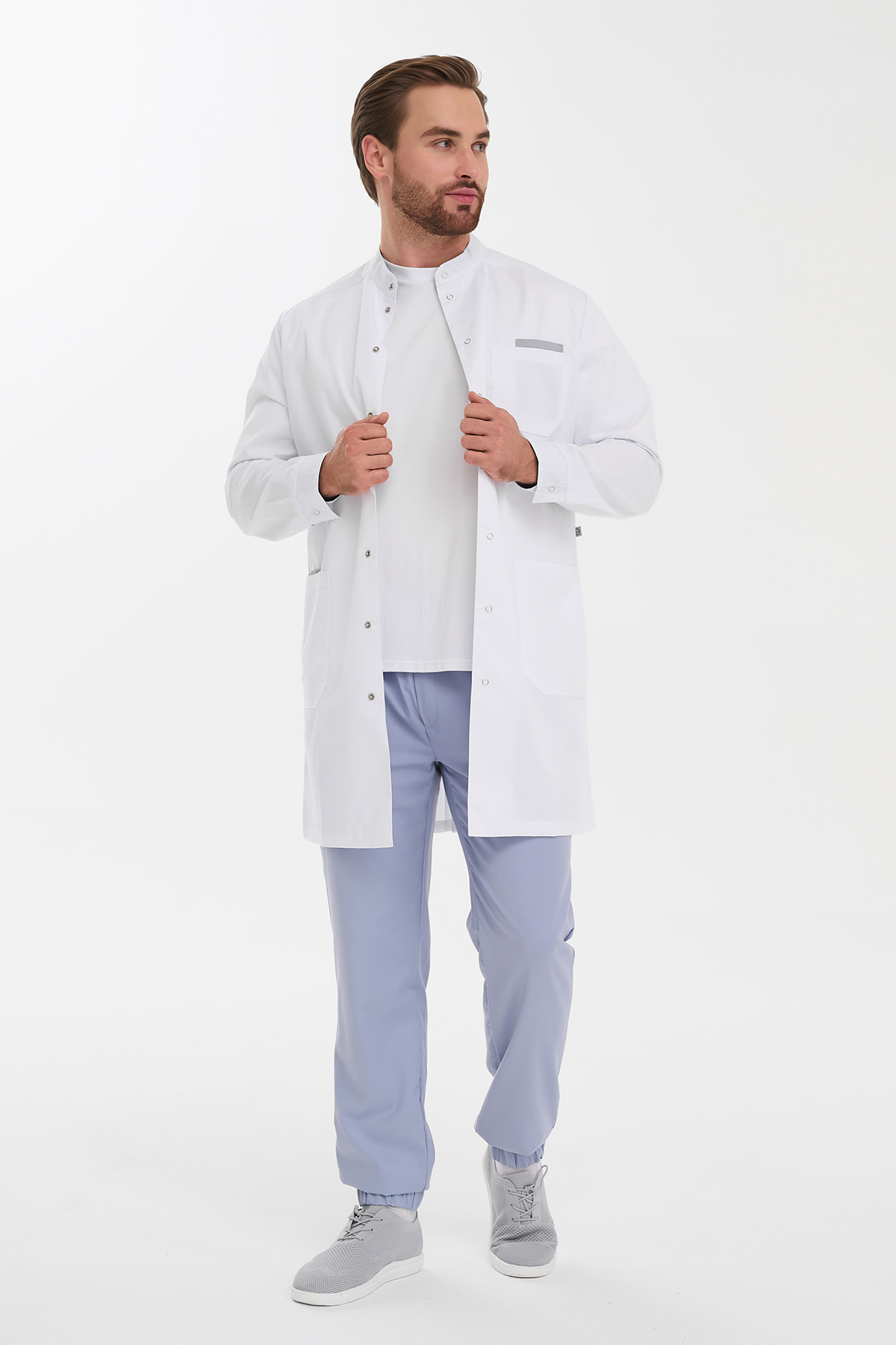 Халат мужской на кнопках Тезис TZ810, белый, 56