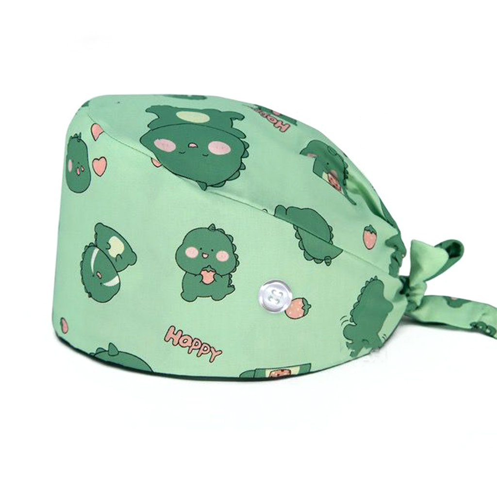 Шапочка медицинская, принт "Счастливый динозаврик", зеленый