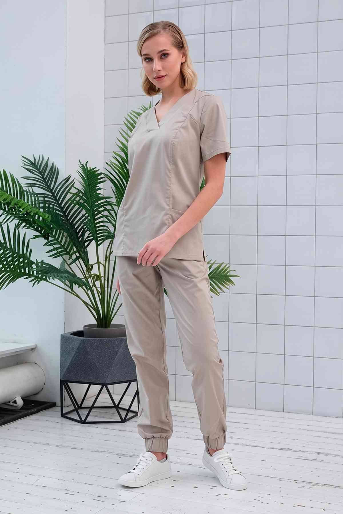 Джоггеры медицинские женские Dr. Nice DRN321, бежевый, 50