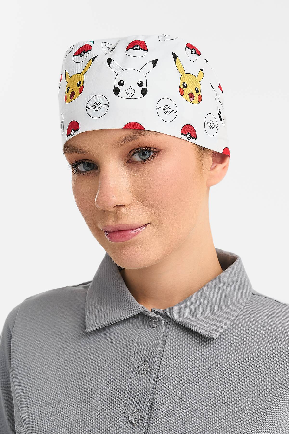 Шапочка медицинская Тезис TZ002, принт "Пикачу", белый