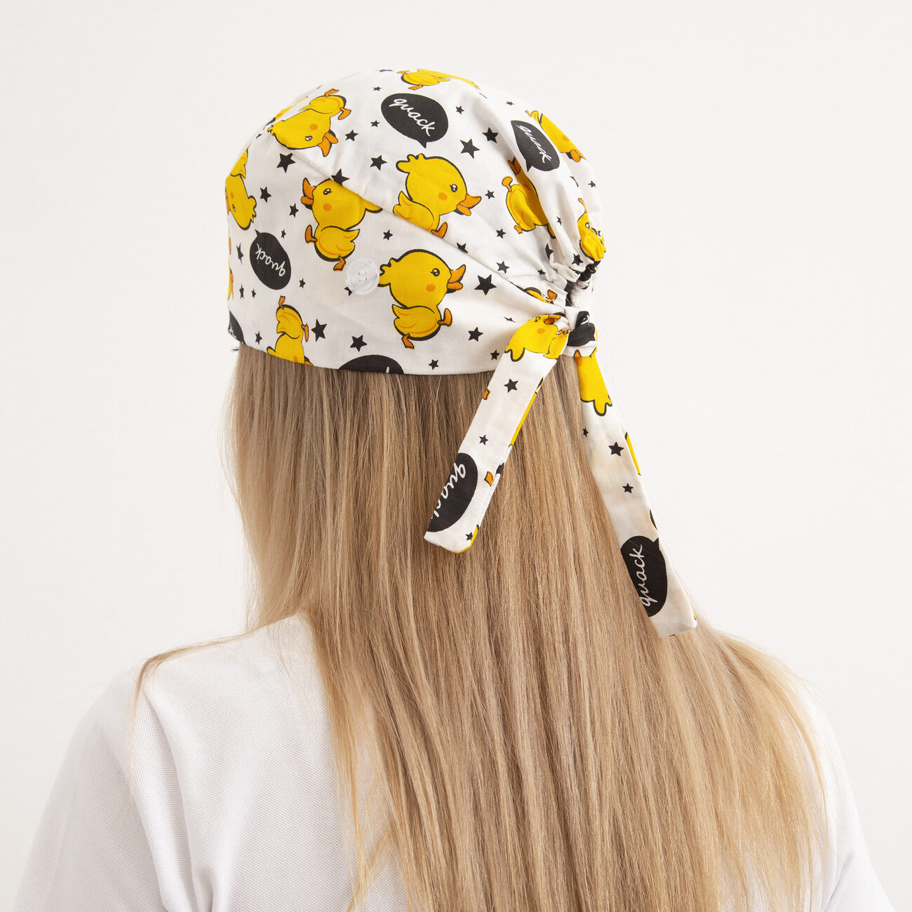 Шапочка медицинская, принт "Уточки", белая