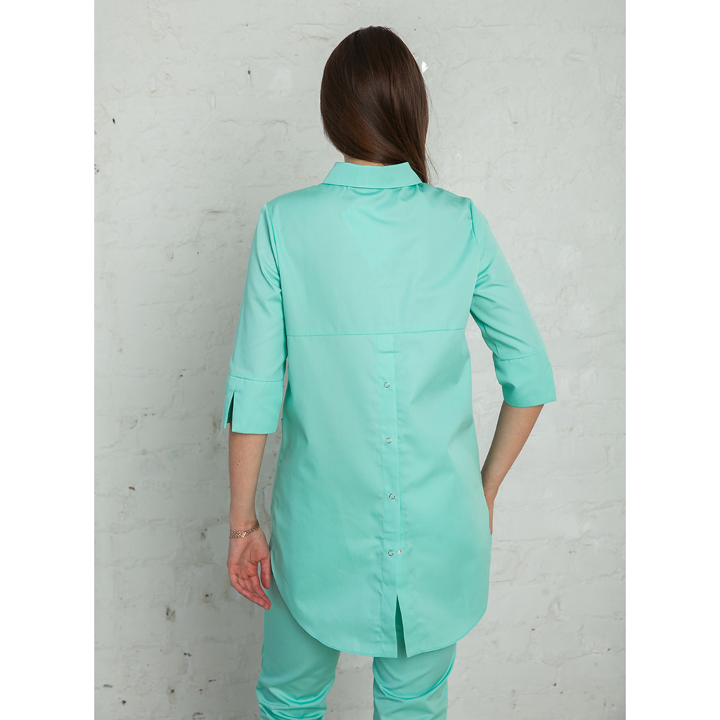 Рубашка женская на кнопках, зеленый, 60