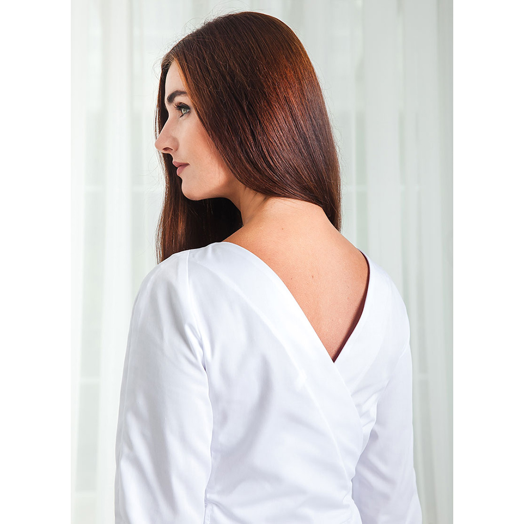 Халат-платье с запахом сзади, белый, 44