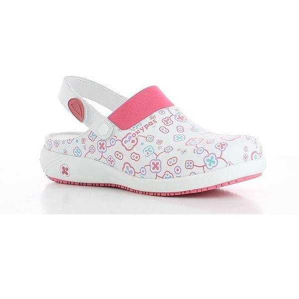 Сабо OXYPAS DORIA, белые с розовым принтом, 38