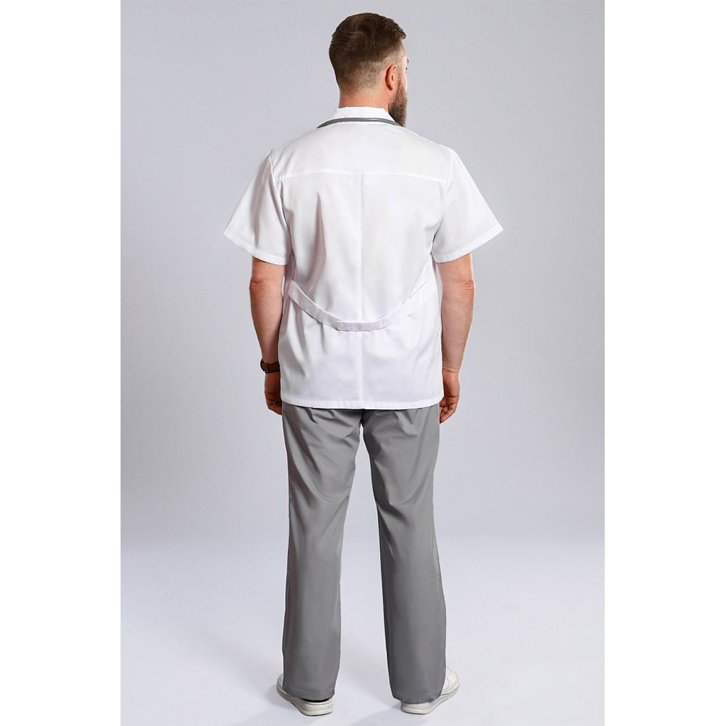 Костюм медицинский мужской, белый/серый, 58