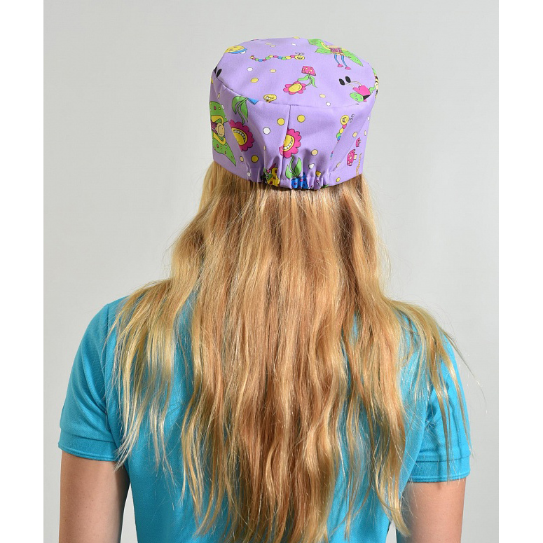 Колпак медицинский «Хэппи», с рисунком, сиреневый фон