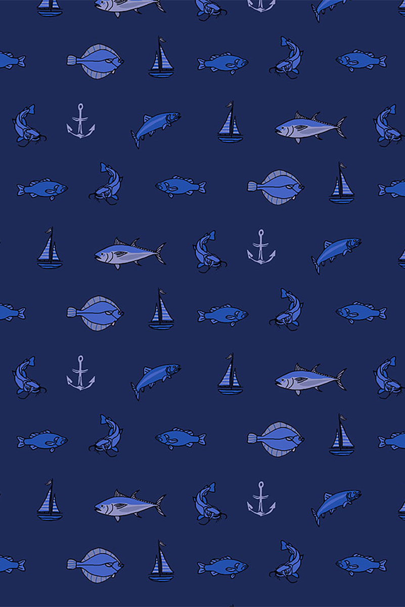 Топ мужской Cherokee CK692, принт "Рыбалка", синий, M