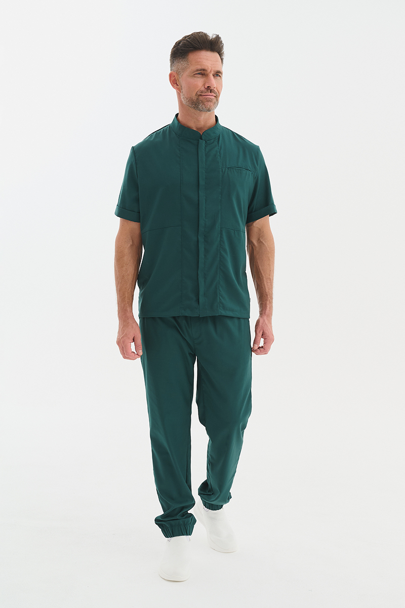 Рубашка мужская на молнии Тезис TZ700, зеленый, 56