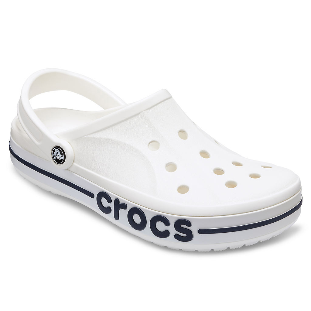 Сабо CROCS Bayaband Clog, белые с синей полосой, 40-41
