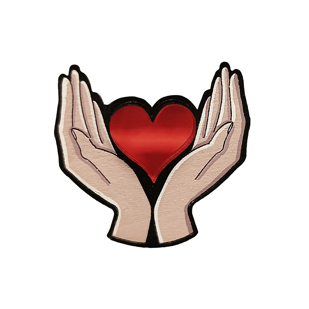 Значок "Сердце в руках", оргстекло