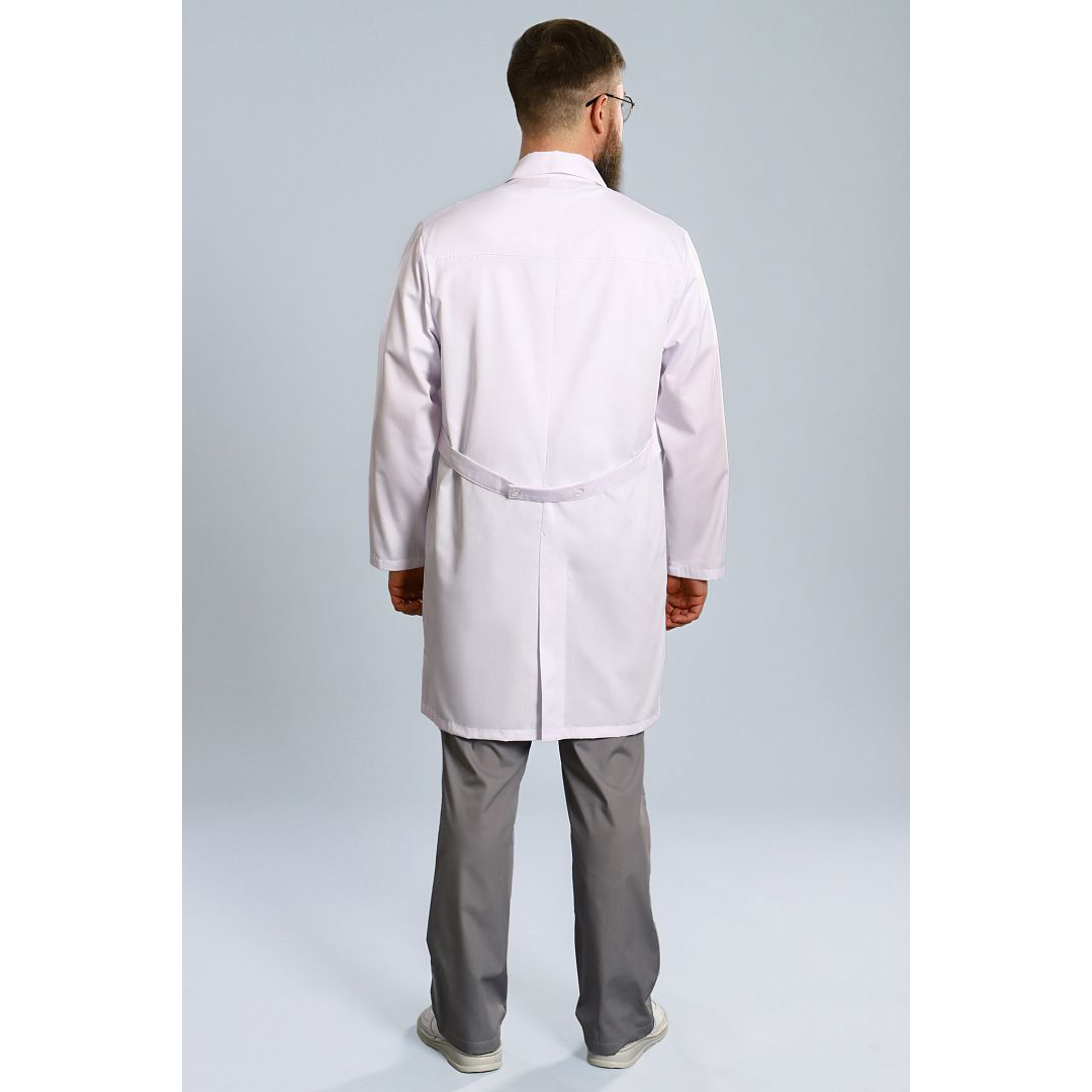 Халат медицинский мужской на пуговицах, белый, 60
