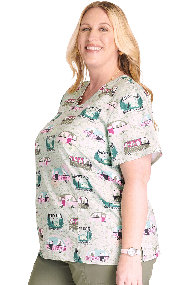 Топ женский Tooniforms TF738, принт "Кемпинг", зеленый, XL