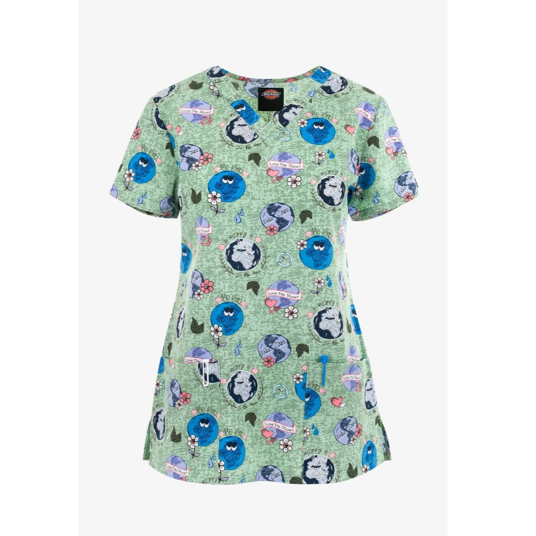 Топ женский Dickies DK717, принт "Планеты", зеленый, XS