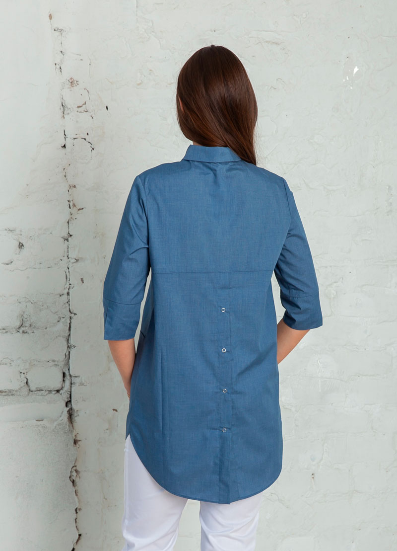 Рубашка женская на кнопках, деним, 54