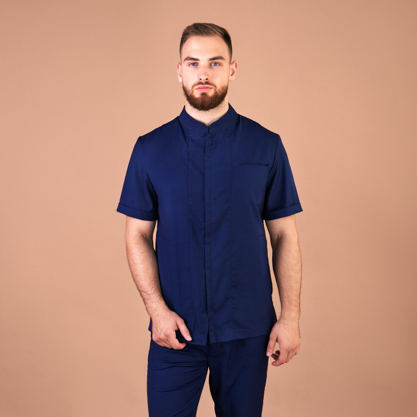 Рубашка мужская на молнии Тезис TZ700, темно-синий, 54