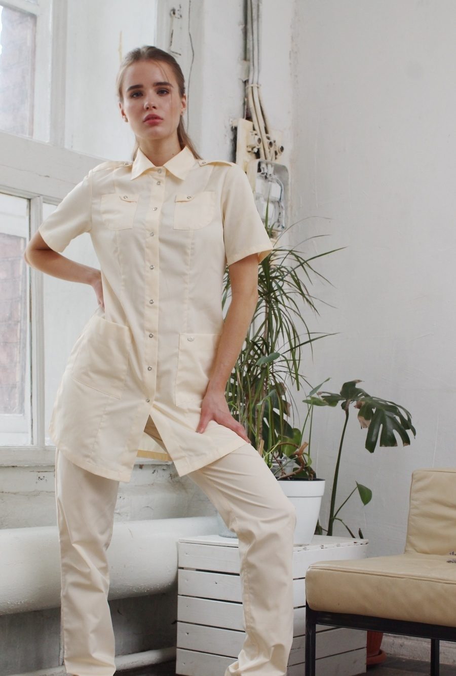 Блуза женская «Сафари», крем, 42