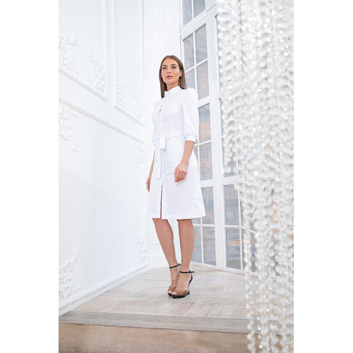 Платье Dr. Nice на пуговицах, белый, 46