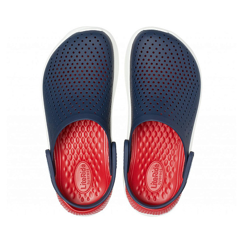 Сабо CROCS LiteRide Clog, темно-синие с красным задником, 41-42