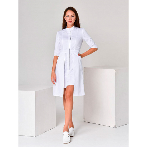 Халат женский с двойной юбкой, белый, 54