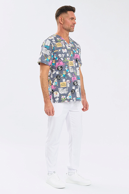 Туника мужская Тезис TZ600, принт "Котики и собачки", 50