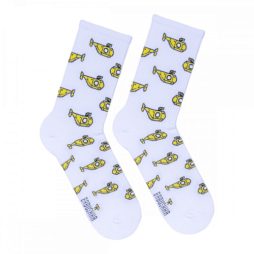 Носки женские, "Подводные Лодки", белый, 36-40