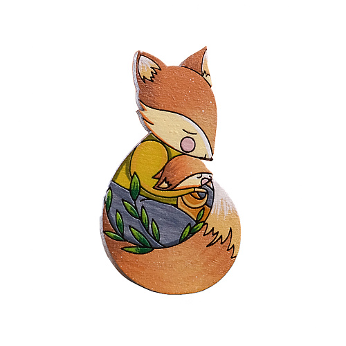 Значок "Лисы обнимашки", желтая кофта